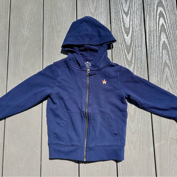 Primary navy zip up hoodie with rainbow star and striped cuffs - Picture 5 of 6